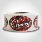 cherry label with cherries in background sticker