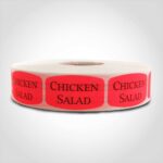 chicken salad label with red background sticker