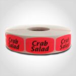 crab salad label with red background sticker