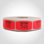 extra thin label with red background sticker