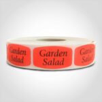 garden salad label with red background on roll of stickers