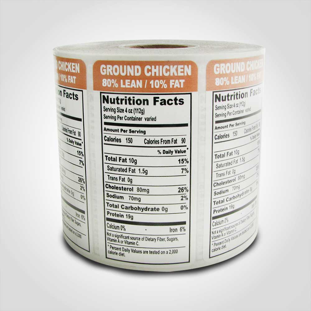 Ground Chicken 80 Nutritional Lean Label 1000 Stickers