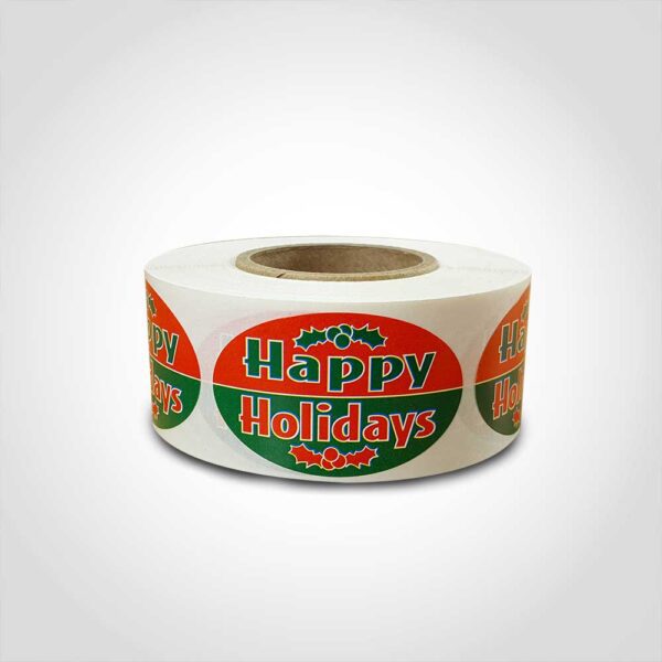 Happy Holidays Label Red & Green - 1 roll of 500 (510285)