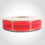 italian label with red background sticker