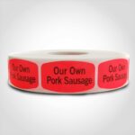 our own pork sausage butcher meat label sticker