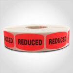 reduced label with red background sticker