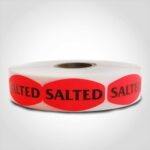 salted label with red background sticker