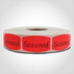 seasoned label with red background sticker