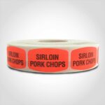 sirloin pork chops label butcher meat sticker