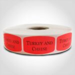 turkey and cheese label with red background sticker