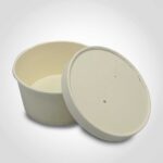 8oz soup container paper disposable shown with lid