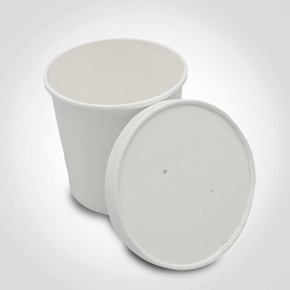 Paper Soup Cup 16 oz White with Lid - 250/case