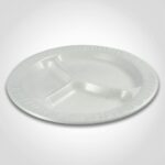 10.25 inch round foam dinner plate with 3 compartments