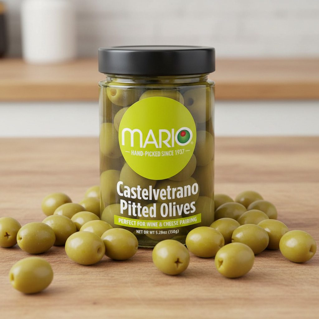 34882-Mario-Green-Castelvetrano-Olives Mario Green Castelvetrano Olives Pitted 5.29oz in a pack of 6