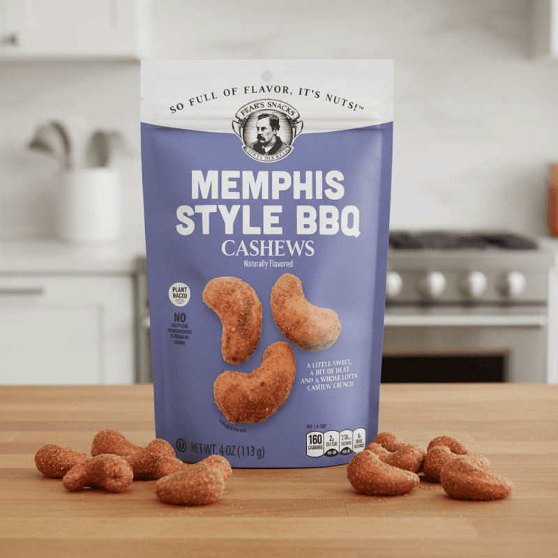 Memphis Style BBQ Cashews bag of 4oz snack nuts