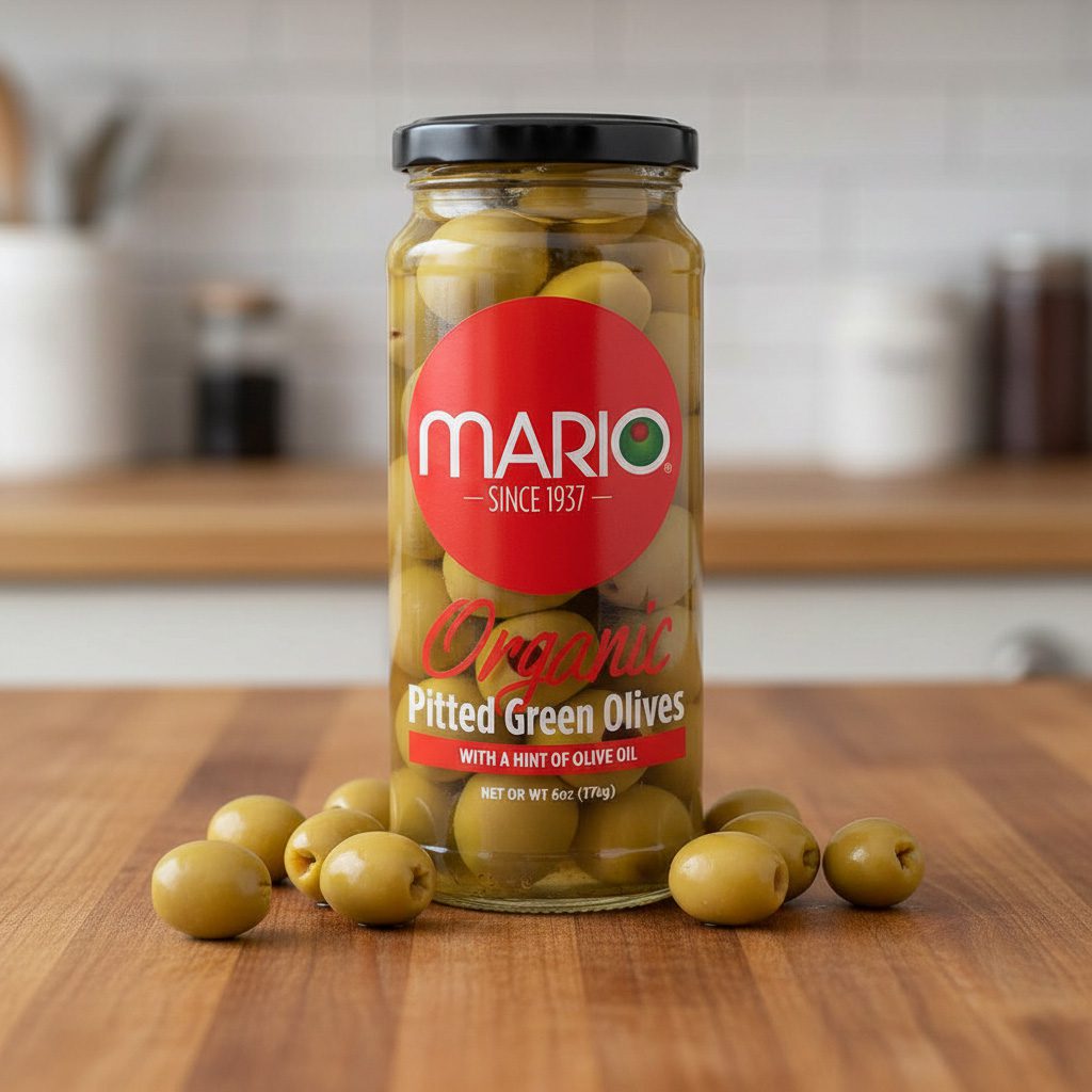 47374-Mario-Green-Olives-Pitted-withTouch-Of-Olive-Oil Mario Green Olives Pitted with Touch Of Olive Oil 6 oz. case of 6