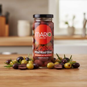 Mario Kalamata and Green Olives Pitted with Rosemary and Olive Oil 6.25 oz. case pack of 6