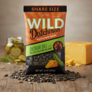 Wild Dutchman Cheddar Dill Sunflower Seeds 13 oz. bag 12 Pack upright