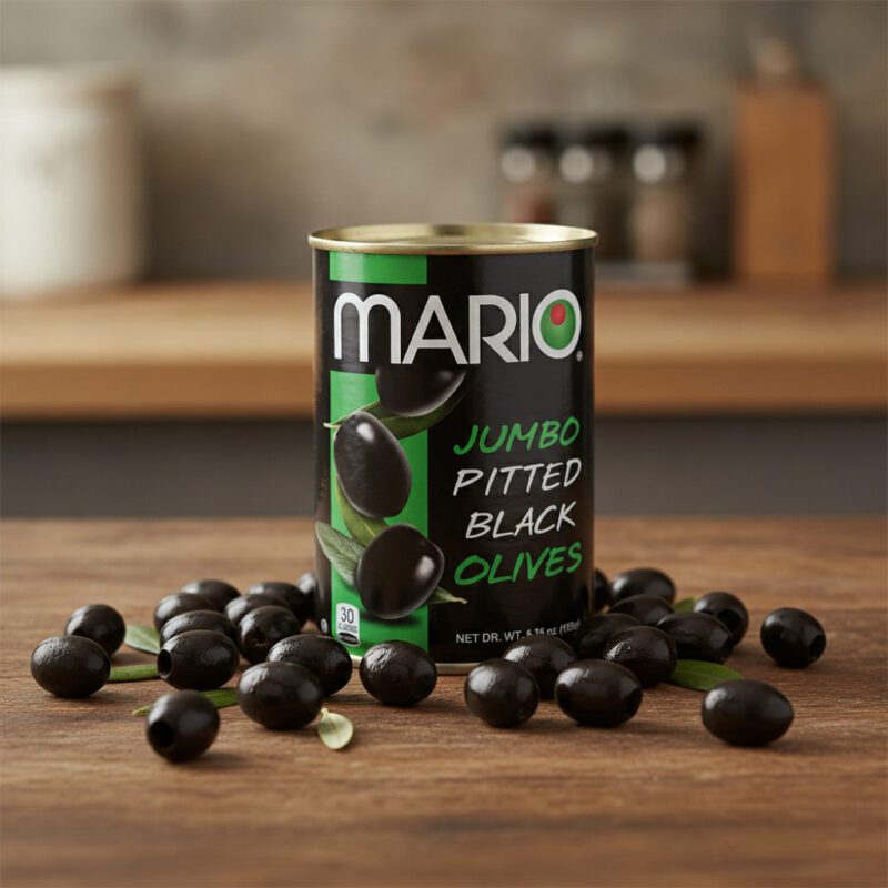 71020-Mario-JUMBO-Ripe-Pitted-Olives Mario JUMBO Ripe Pitted Olives 5.75 oz. can 12-PACK