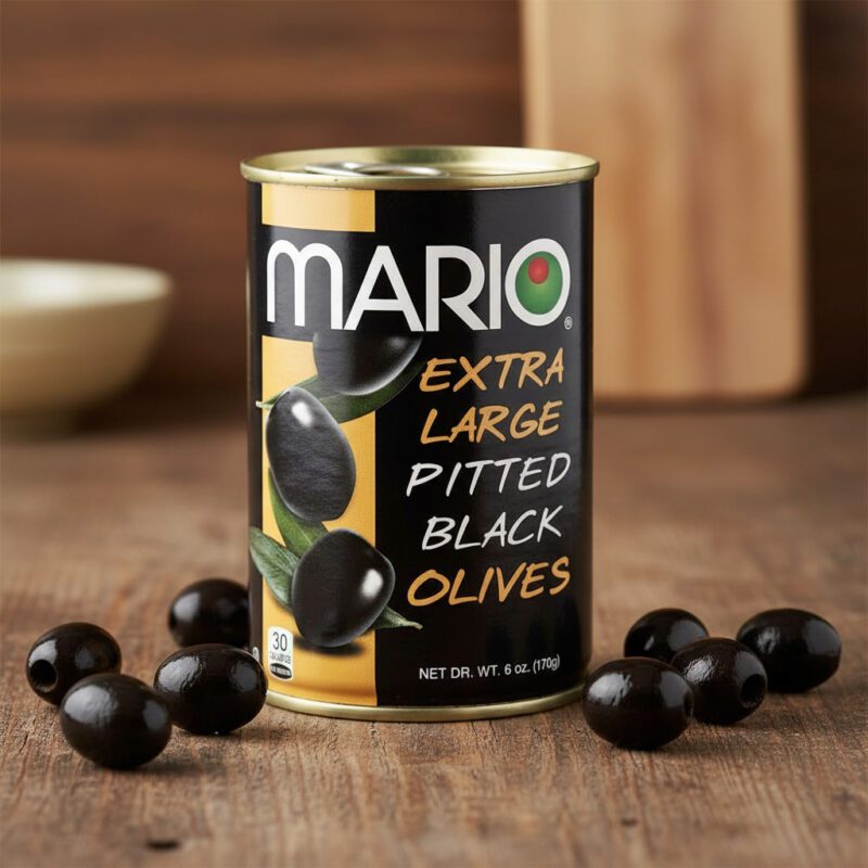 Mario EXTRA LARGE Ripe Pitted Olives 6 oz. can 12-PACK