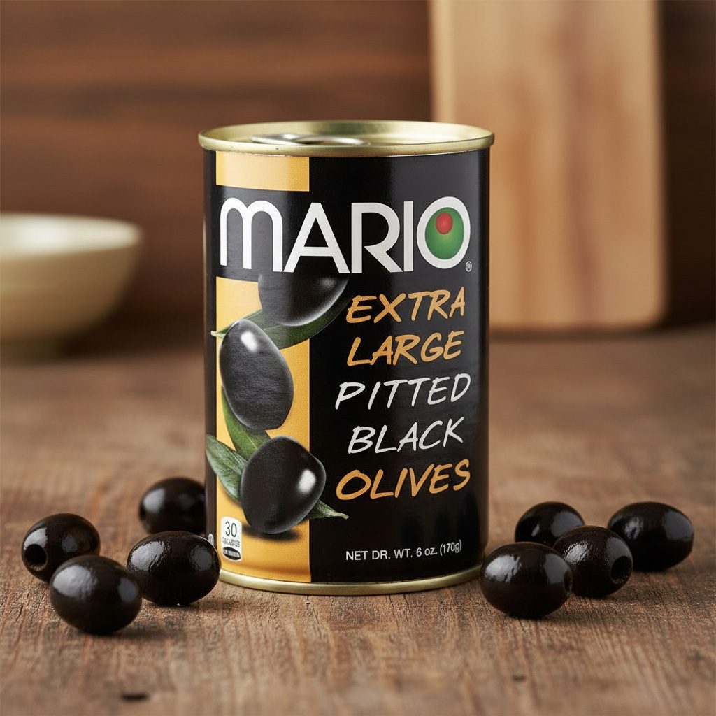 71046-Mario-EXTRA-LARGE-Ripe-Pitted-Olives Mario EXTRA LARGE Ripe Pitted Olives 6 oz. can 12-PACK