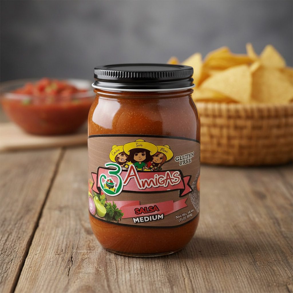 90511-3-Amigas-Medium-Salsa 3 Amigas Medium Salsa 16 oz. jar 12-PACK