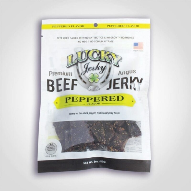 Lucky Jerky Peppered Beef Slab 3oz – 12 PACK (90385) 1 Lucky Jerky Peppered Beef Slab 3oz - 12 PACK (90385)