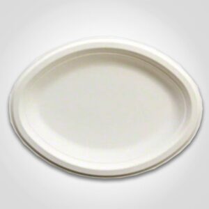 Oval Platter, Heavy Weight, Natural White Bagasse - 500/case