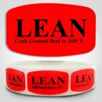 Lean Ground Beef Label with Cooking Instructions Dayglo Sticker on a roll of 1000 labels