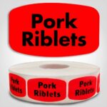 Pork Riblets Label Dayglo Sticker on a roll of 1000 labels