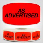 As Advertised Label Dayglo Sticker on a roll of 1000 labels
