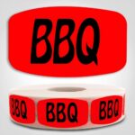 BBQ Label Dayglo Sticker on a roll of 1000 labels