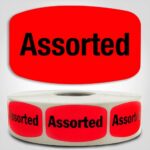 Assorted Label Dayglo Sticker on a roll of 1000 labels, Reads Assorted in Black on Read Sticker