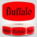 Buffalo Label Dayglo Sticker on a roll of 1000 labels