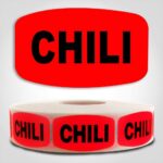 Chili Label Dayglo Red Sticker on a roll of 1000 permanent adhesive