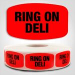 Ring on Deli Label Dayglo Red Sticker on a roll of 1000 permanent adhesive