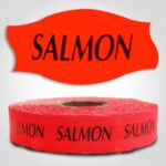 salmon Label Red Dayglo Sticker