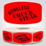 boneless chuck steak Label Red Dayglo Sticker