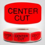 center cut Label Red Dayglo Sticker