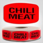 chili meat Label Red Dayglo Sticker