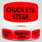 chuck eye steak Label Red Dayglo Sticker