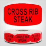 cross rib steak Label Red Dayglo Sticker