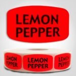 lemon pepper flavor Label Red Dayglo Sticker
