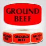 ground beef Label Red Dayglo Sticker