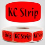 KC strip butcher Label Red Dayglo Sticker