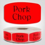 pork chop Label Red Dayglo Sticker