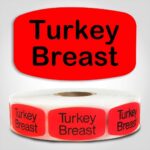 Turkey Breast Label Dayglo Red Sticker on a roll of 1000 permanent adhesive