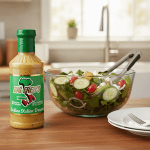 Big Freds Italian Dressing next to salad