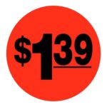 $1.39 sticker black and red pricing label