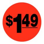 $1.49 sticker black and red pricing label